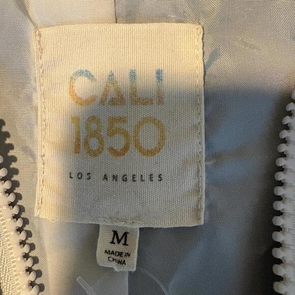 Cali 1850 Jacket Womens Medium Black White Checkerboard Hooded Wind Y2K Retros - Picture 3 of 7